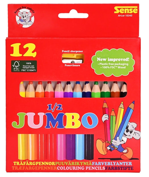 🖍️ SENSE Træfarveblyanter 1/2 Jumbo – 12 stk. FSC®