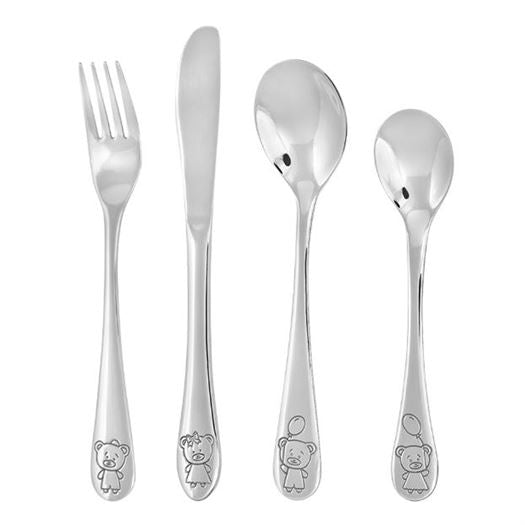 Børnebestik med Søde bamser og graveret navn og dato