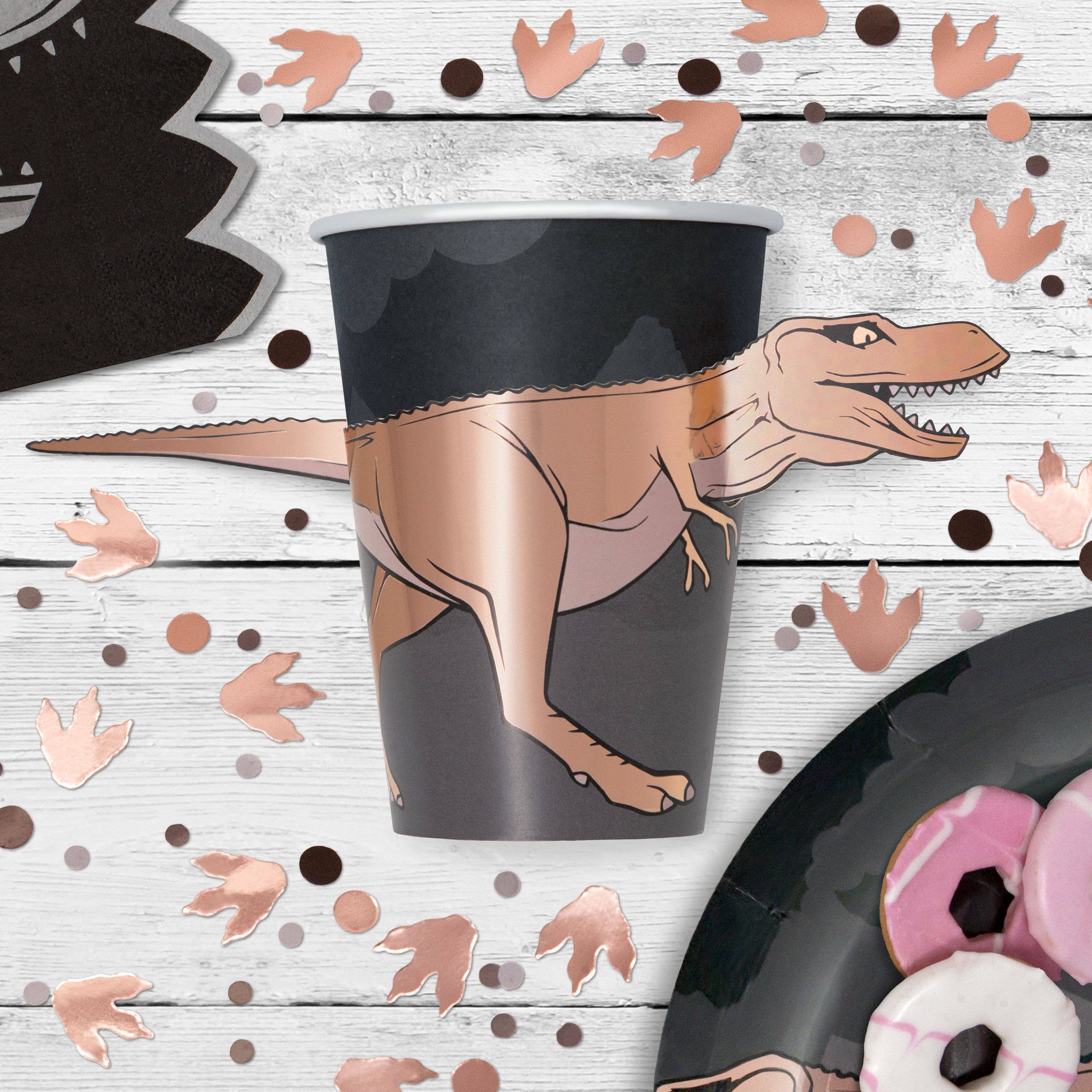 Dinosaur 3D papkrus til fest, pakke med 8 stk.