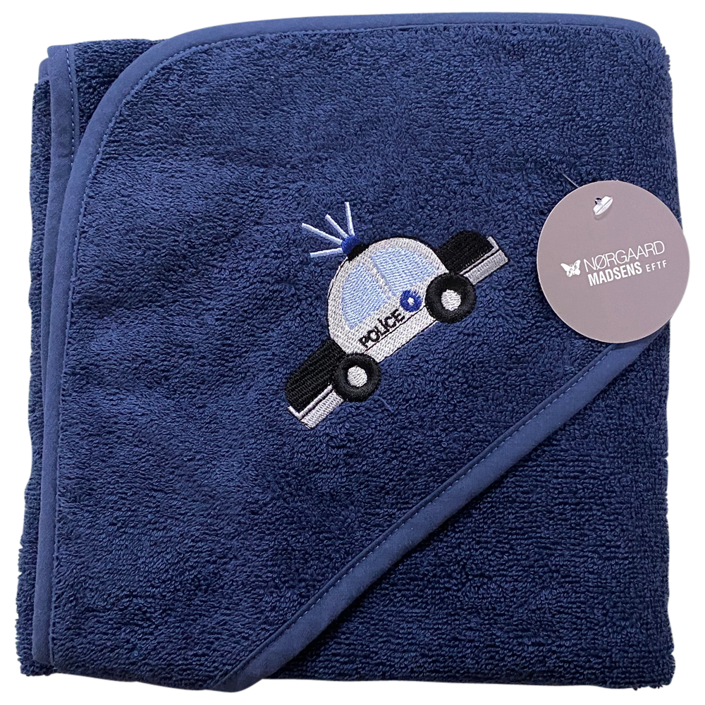 Badeslag med politibil i blå 100x100 cm - Nørgaard Madsen
