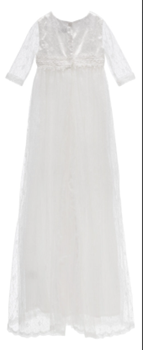 Dåbskjole, lang elfenbensfarvet med blonder IVORY - Jocko