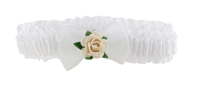 Jocko Pandebånd hvid med pynteblomst og sløjfe One-size