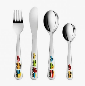 Børnebestik Tescoma med biler og navn på