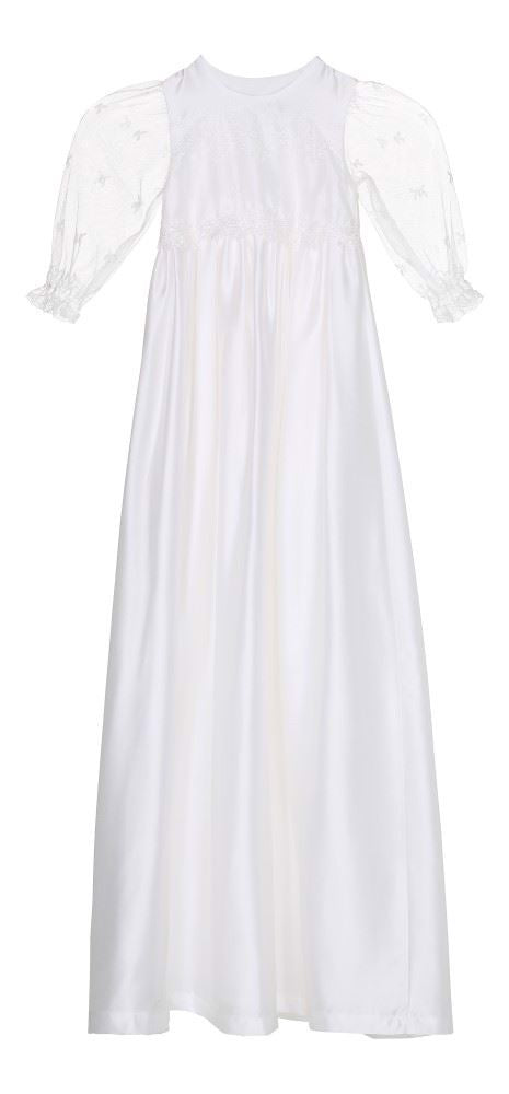 Dåbskjole i ivory satin med blonder - Jocko