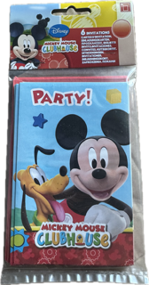 MICKEY MOUSE party time - Indbydelser - 6 stk.