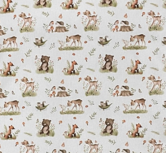 Baby sengetøj i Beiges med skovens dyr - Nørgaard Madsen