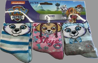 Paw Patrol Skye strømper, 3 pak. str.31/34