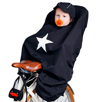 Regnslag til cykelstol, sort med stjerne på
