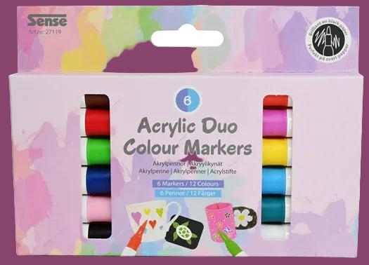 SENSE - Akrylblyanter dobbeltfarver – 6 stk. til uendelig kreativitet