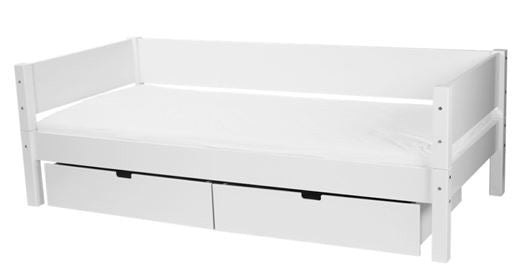 Seng med sengehest og sengeskuffer, Sif 200 cm Snow white hvid - Manis-h