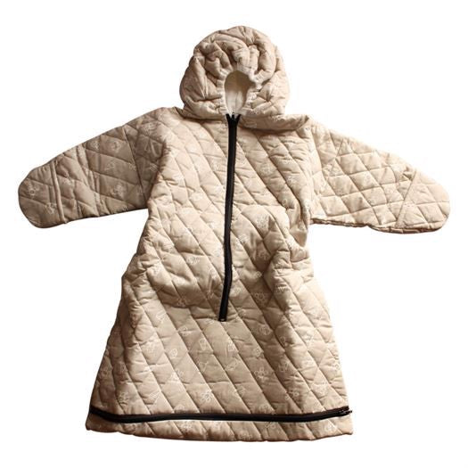 Sovepose, quiltet med hætte og ærmer str. 0-1 år