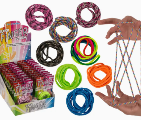 Super Finger String, ca. 165 x 0,4 cm, 8 stk. blandede farver