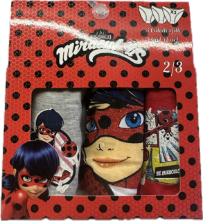 Ladybug Miraculous pigetrusser, 3-pak str. 4-5 år