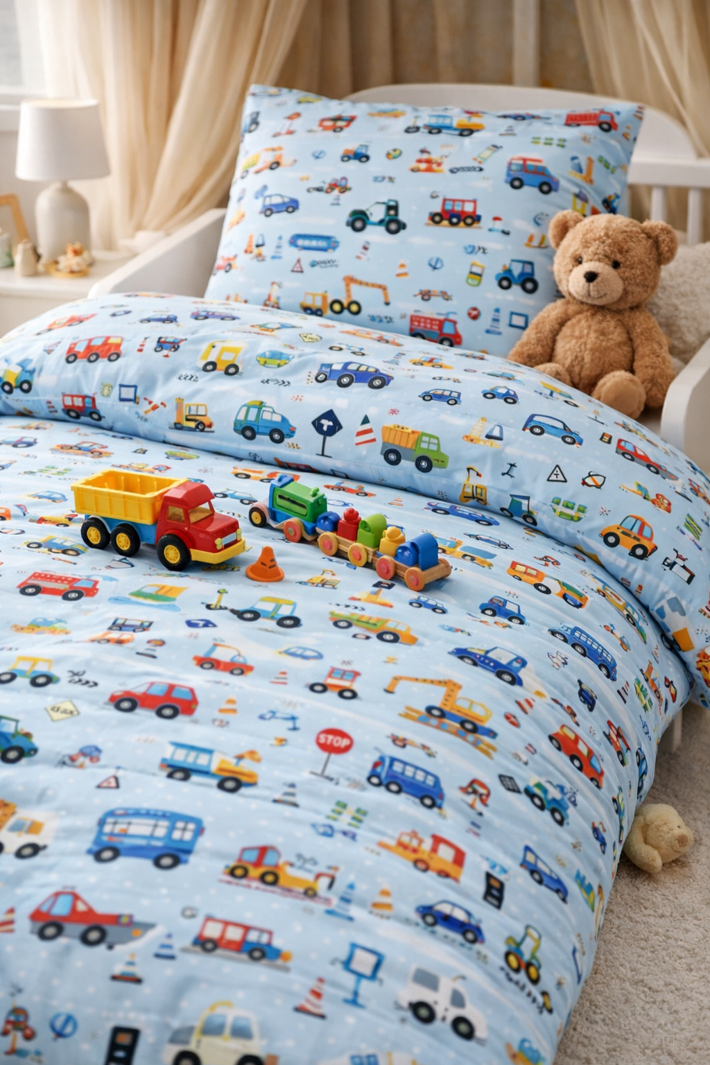 Junior sengetøj køretøjer, Lyseblå - Nørgaard Madsen