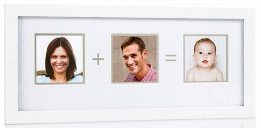 Billedramme med mor/far/barn i hvid fra Pearhead