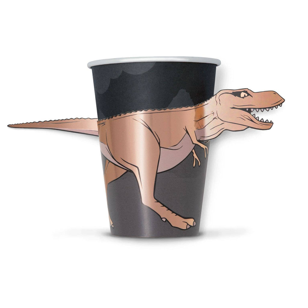 Dinosaur 3D papkrus til fest, pakke med 8 stk.