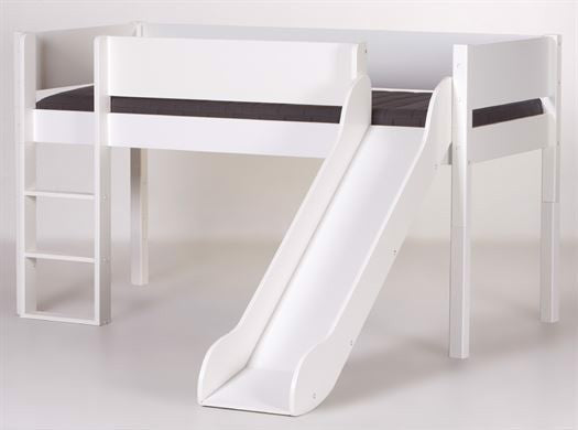 Halvhøj seng med rutsjebane, 200 cm, Snow white hvid - Manis-h
