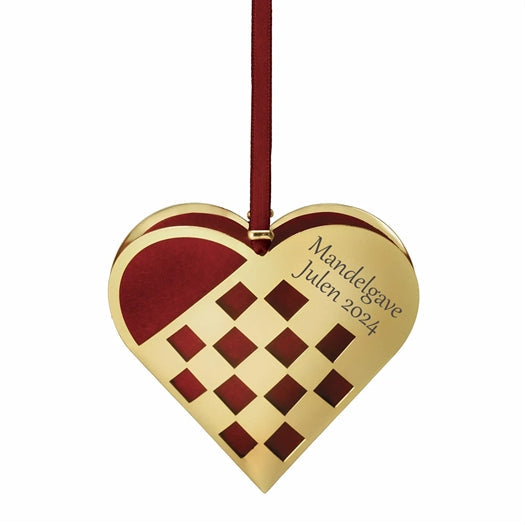 MANDELGAVE 2025 forgyldt julehjerte 8 cm