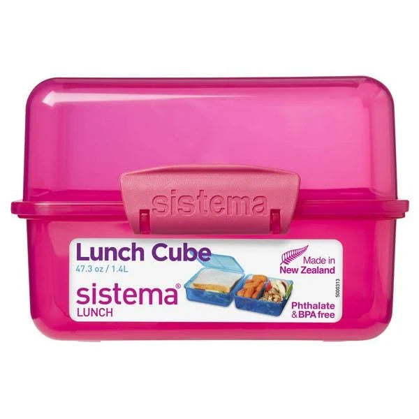 Sistema Snack To Go kvadratisk box pink plast i to dele helfarvet