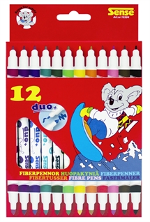 🖊️ SENSE Fiberblyanter med Dobbelt Spids – 12 stk.