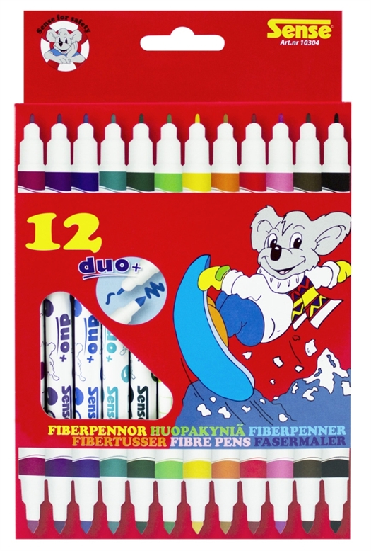 🖊️ SENSE Fiberblyanter med Dobbelt Spids – 12 stk.