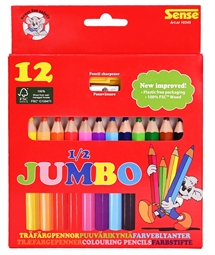 🖍️ SENSE Træfarveblyanter 1/2 Jumbo – 12 stk. FSC®