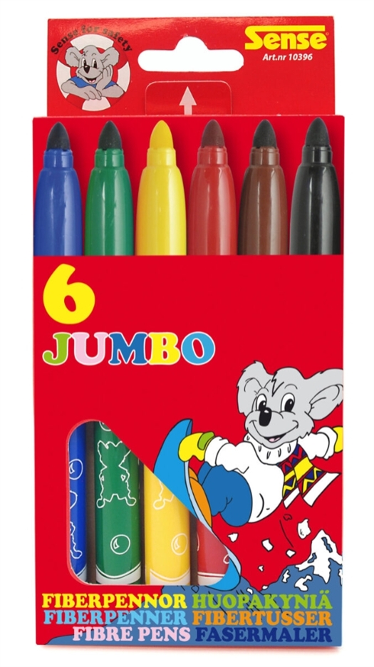 🖍️ SENSE Jumbo Fiberblyanter – 6 stk.