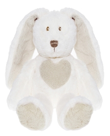 Bamse Teddy Cream Kanin hvid med Gråt hjerte 24 cm - Teddykompaniet