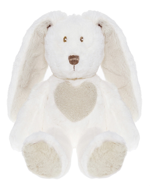Bamse Teddy Cream Kanin hvid med Gråt hjerte 24 cm - Teddykompaniet