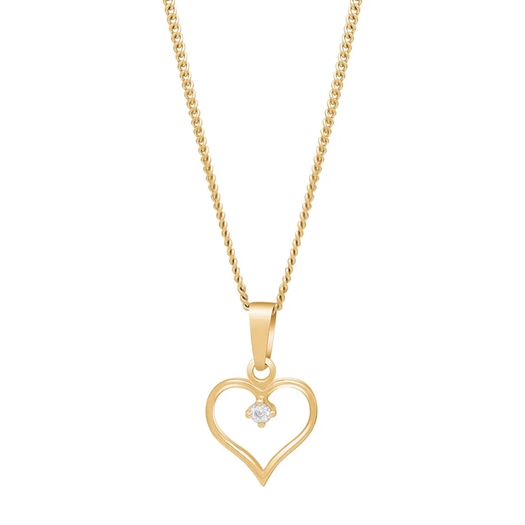 Forg. sølvvedhæng hjerte m/cz inkl. kæde