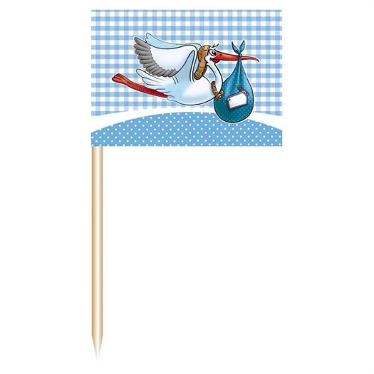 Fødsel Boy Party Pickers Stork - 50 stk.
