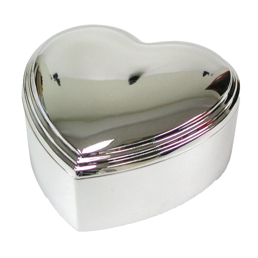 Forkromet smykkeskrin hjerte 12x12 cm - Med Navn på