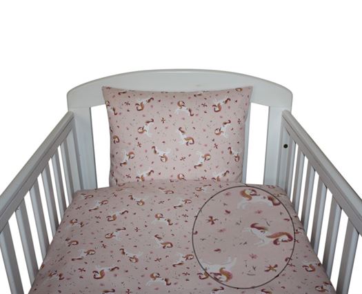 Baby sengetøj, Rosa pink heste - Nørgaard Madsen