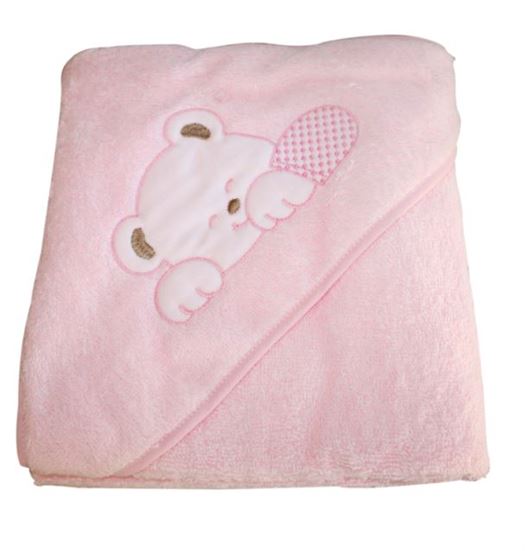 Badeslag med sovende bamse 85 X 85 cm - Lyserød