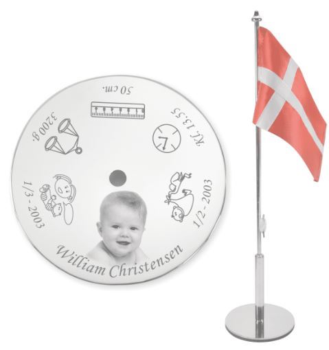 Navngivningsflag graveret med foto og data - Memozz
