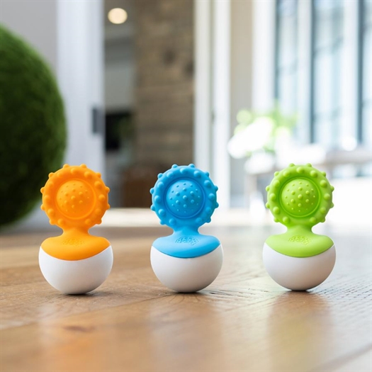 🌈 Vippe figur – 1 stk. Blå - leg, lyd og sanser i ét 👶✨Fat Brain