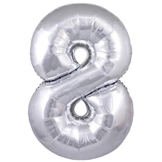 Folie Ballon med tal i sølv