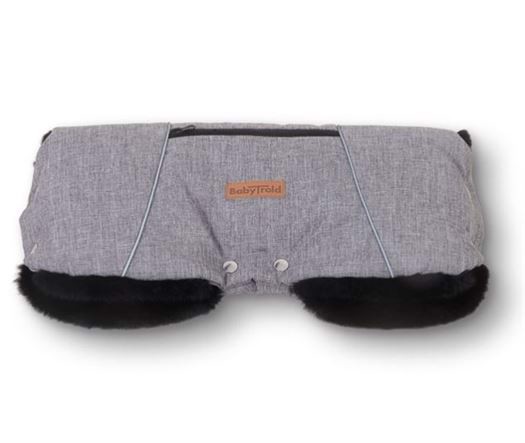 Håndmuffe med plys for, Grå Denim - Babytrold