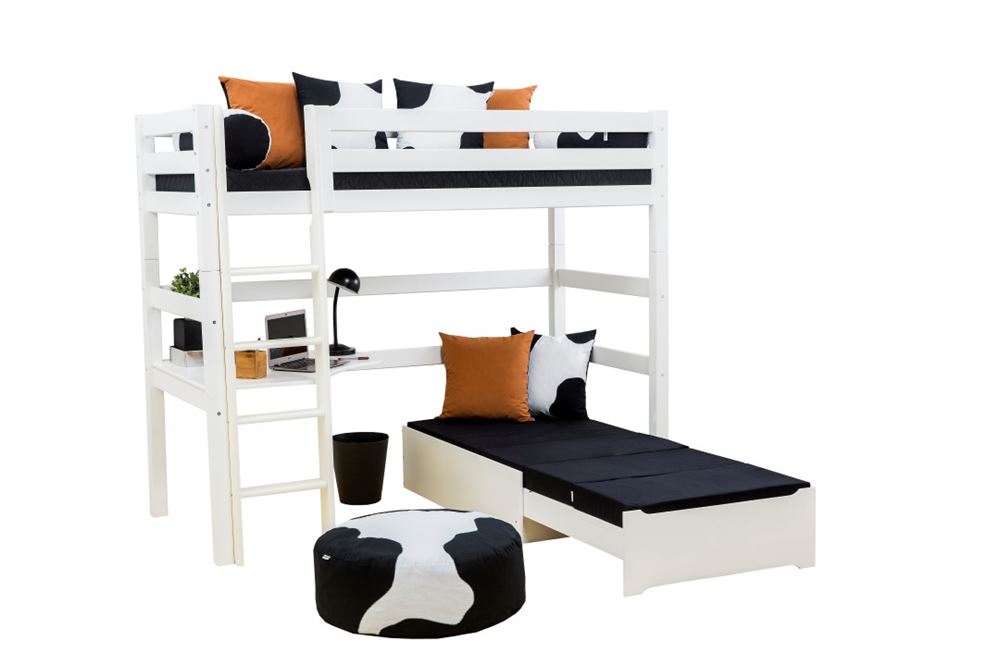 Højsengs med skrivebord og loungemodul hoppekids⤠Seng med skrivebord