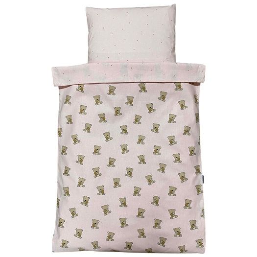 Baby sengetøj med de sødeste bamse lyserød - Nørgaard Madsen