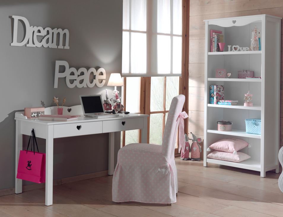 Skrivebord amori romantisk stil med 2 skuffer ⤠vipack design Reol med skrivebord