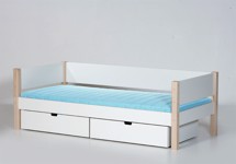 Seng med sengehest og sengeskuffer, Sif 160 cm Snow white hvid - Manis-h