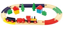 Tog med bane og tilbehør - Bino Toys