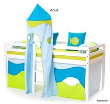 Aqua forhæng til halvhøje senge 160 cm - Hoppekids
