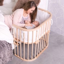 Bedside Crib Original, Bøg Natur med mor og baby - Babybay