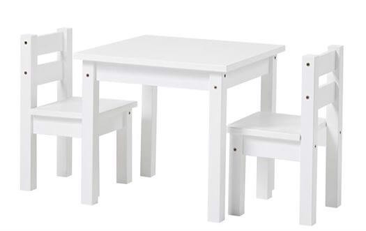 Børnesæt Hvidt, bord og 2 stole - Hoppekids thumbnail