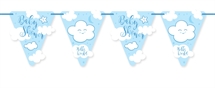 Blå Baby Shower Dreng Bunting Guirlande - 6 m
