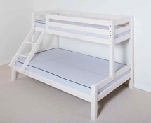 Familie seng, dobbeltseng med overkøje - Whitewash