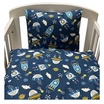 Junior sengetøj blåt med rummotiv - Nørgaard Madsen