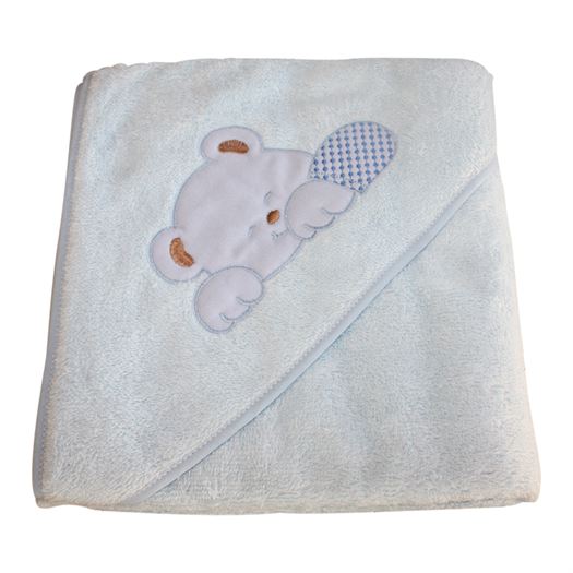 Badeslag med sovende bamse 85 x 85 cm - Lyseblå